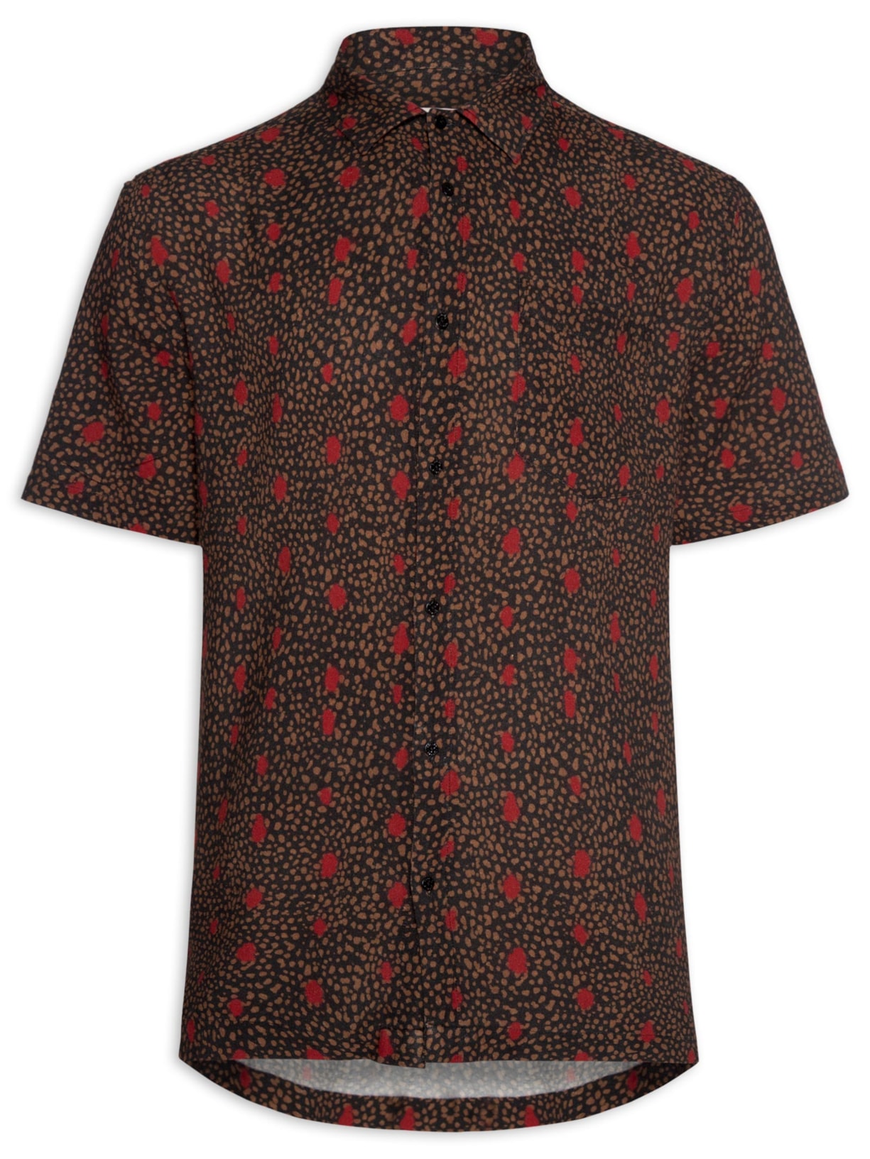 Camisa Casual Manga Curta Masculina Bug Dots - Preto