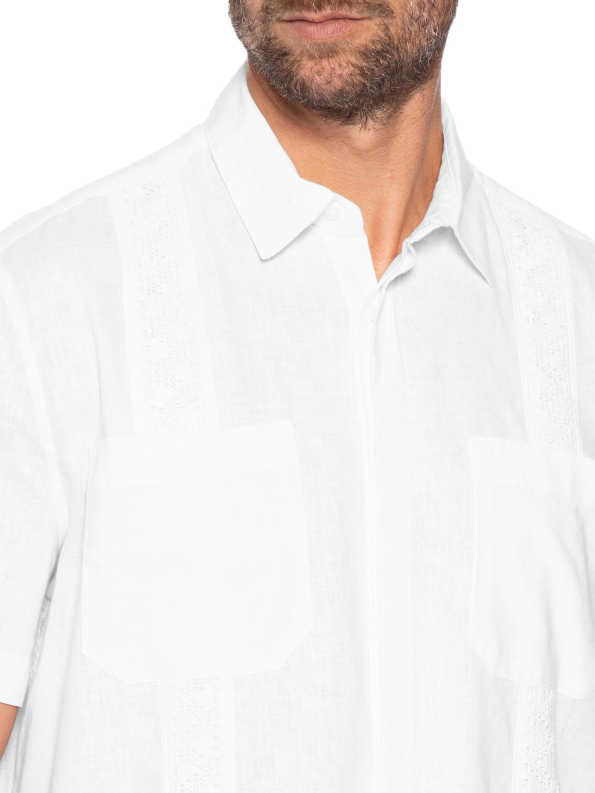 Camisa Casual Manga Curta Masculina Linen Lace Branco Osklen