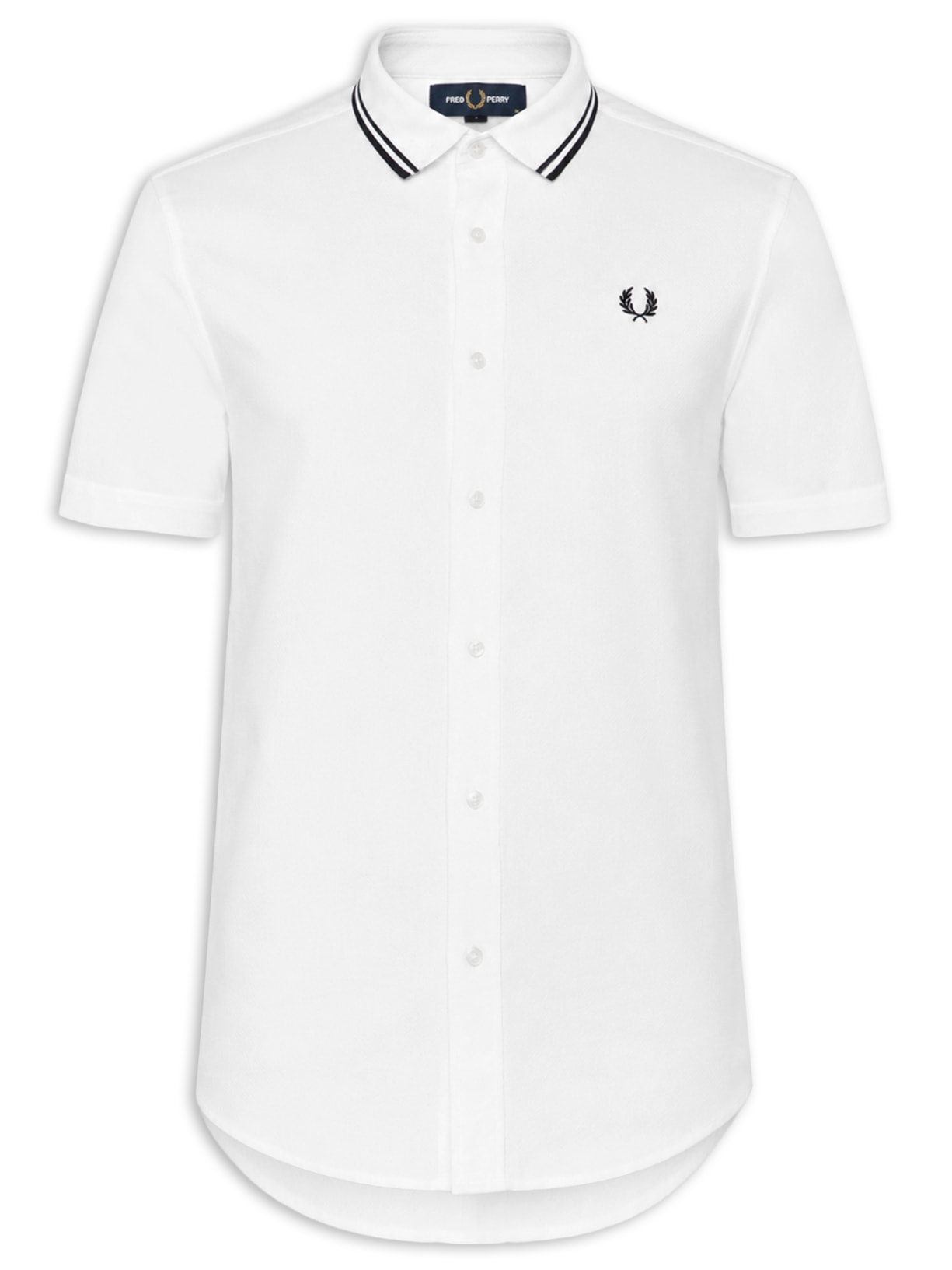 Camisa Casual Masculina Collar Branco Fred Perry