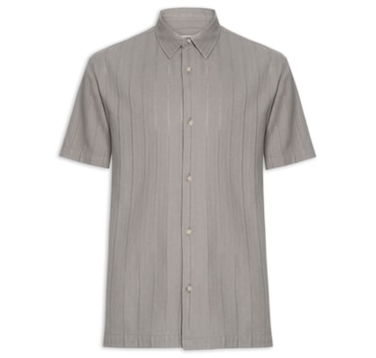 Camisa Casual Masculina Com Listras Texturizadas - Cinza