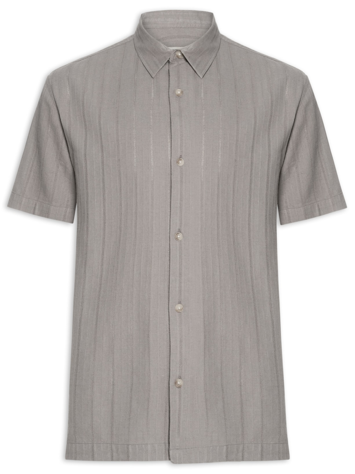 Camisa Casual Masculina Com Listras Texturizadas - Cinza