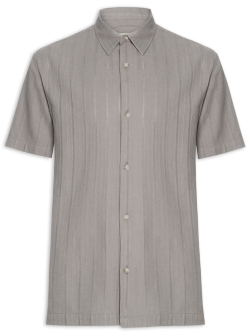 Camisa Casual Masculina Com Listras Texturizadas - Cinza