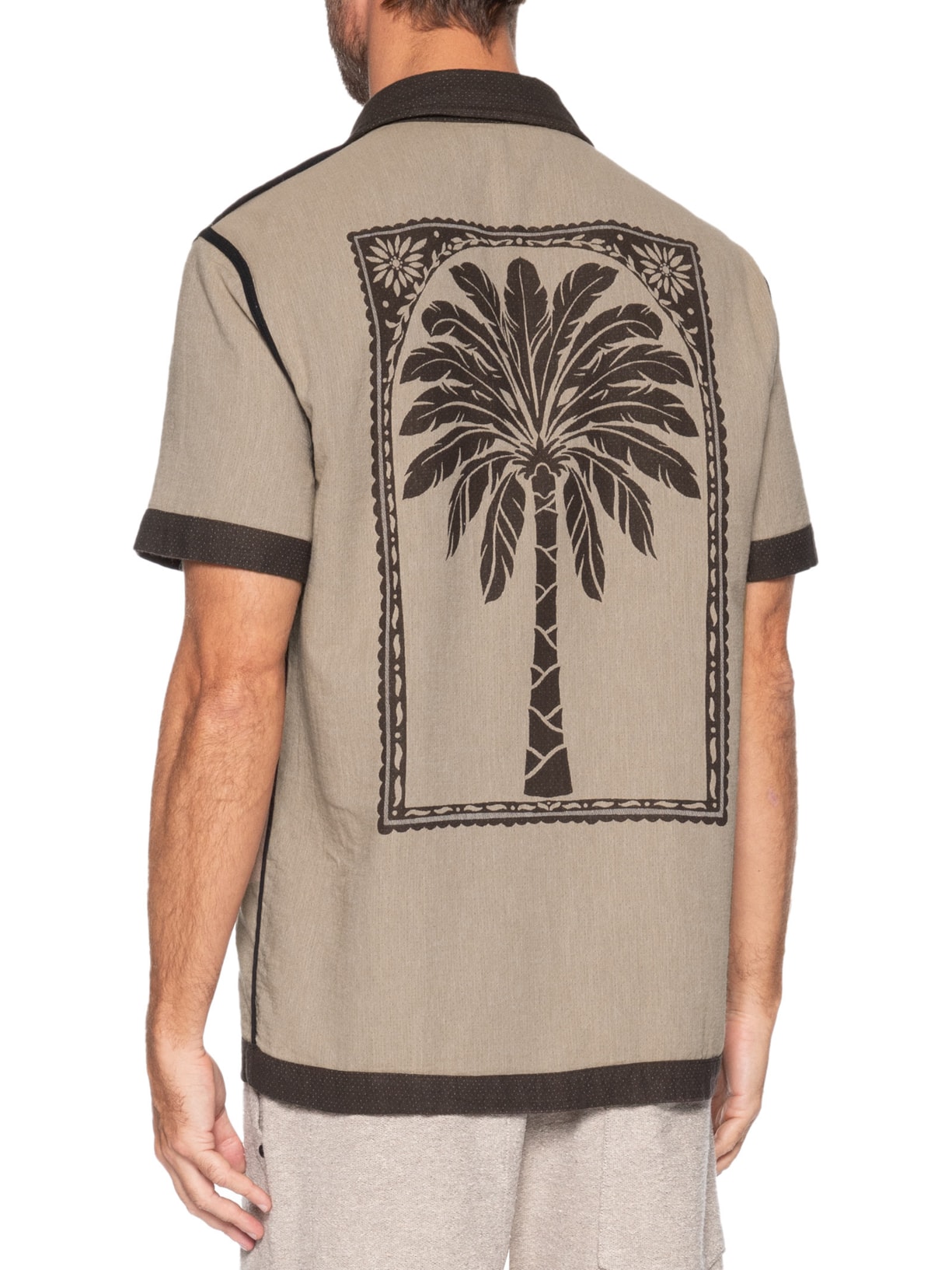 Camisa Casual Masculina Double Palmeira Marrom Osklen