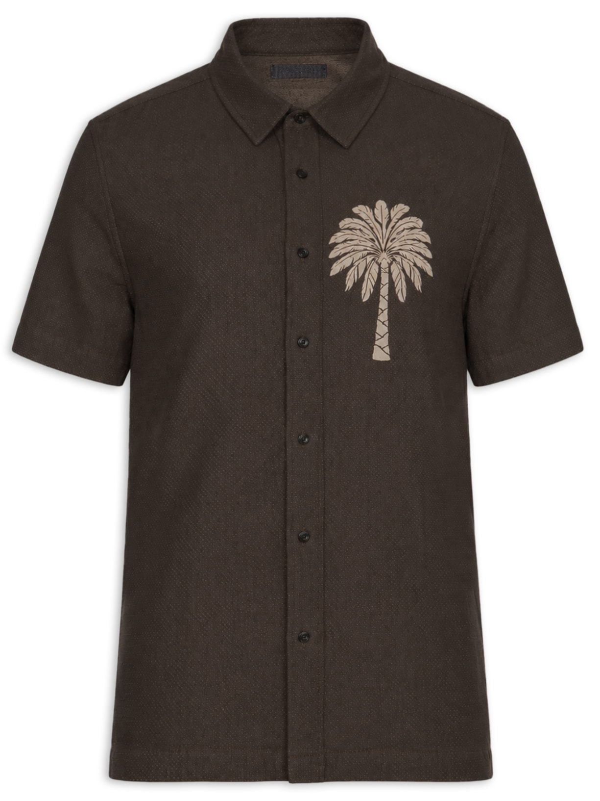 Camisa Casual Masculina Double Palmeira – Marrom Osklen
