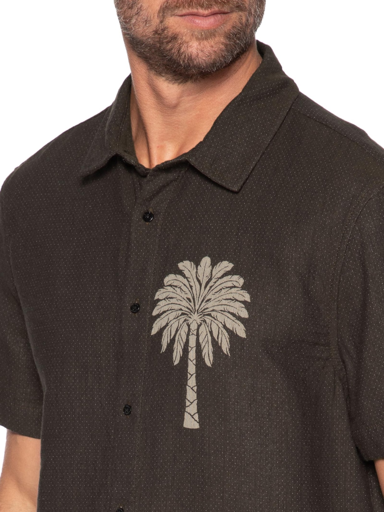 Camisa Casual Masculina Double Palmeira – Marrom Osklen