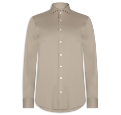 Camisa Casual Masculina Interlock em Pima Cotton - Bege