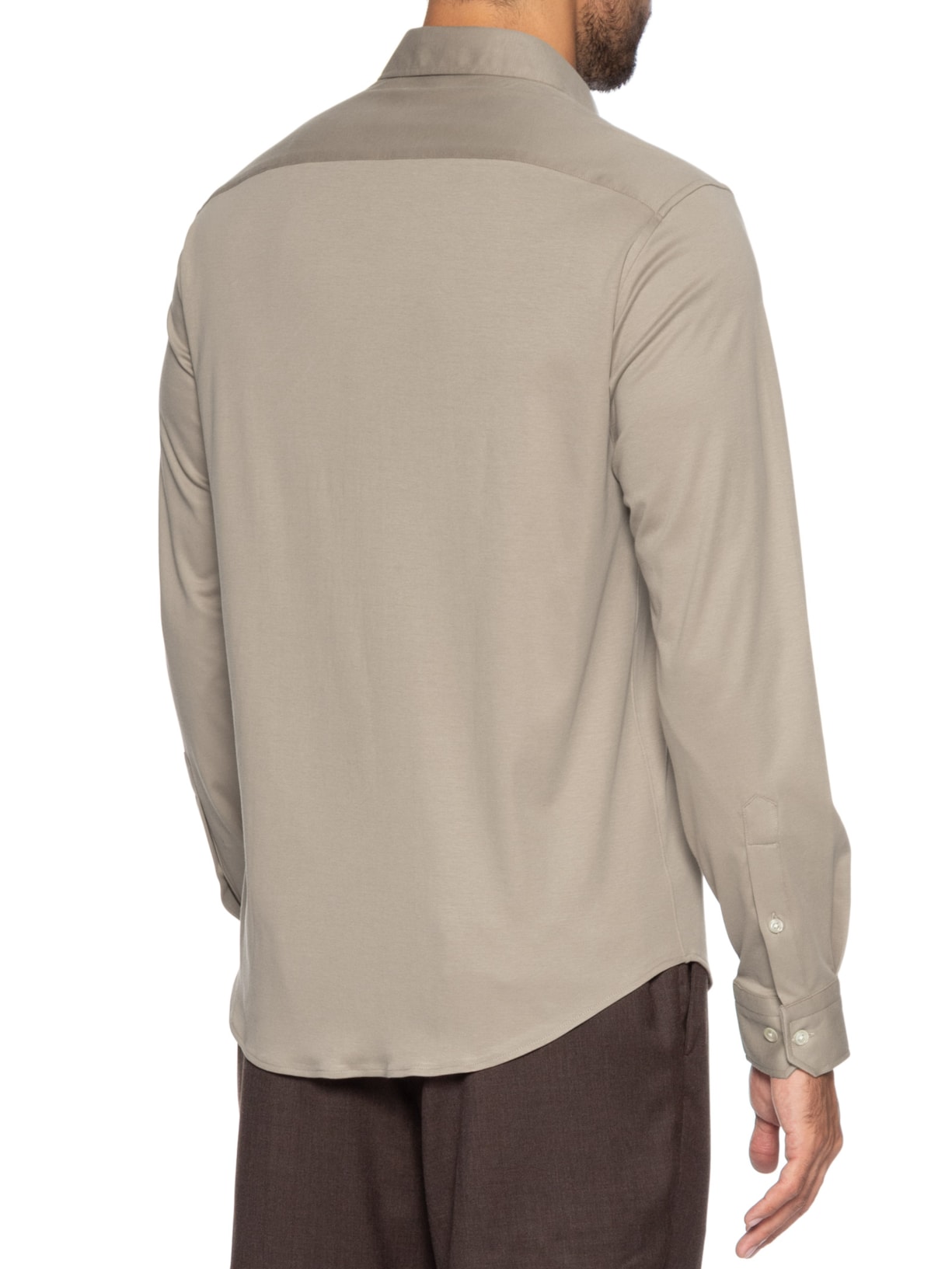 Camisa Casual Masculina Interlock em Pima Cotton Bege Paramount Alfaiataria