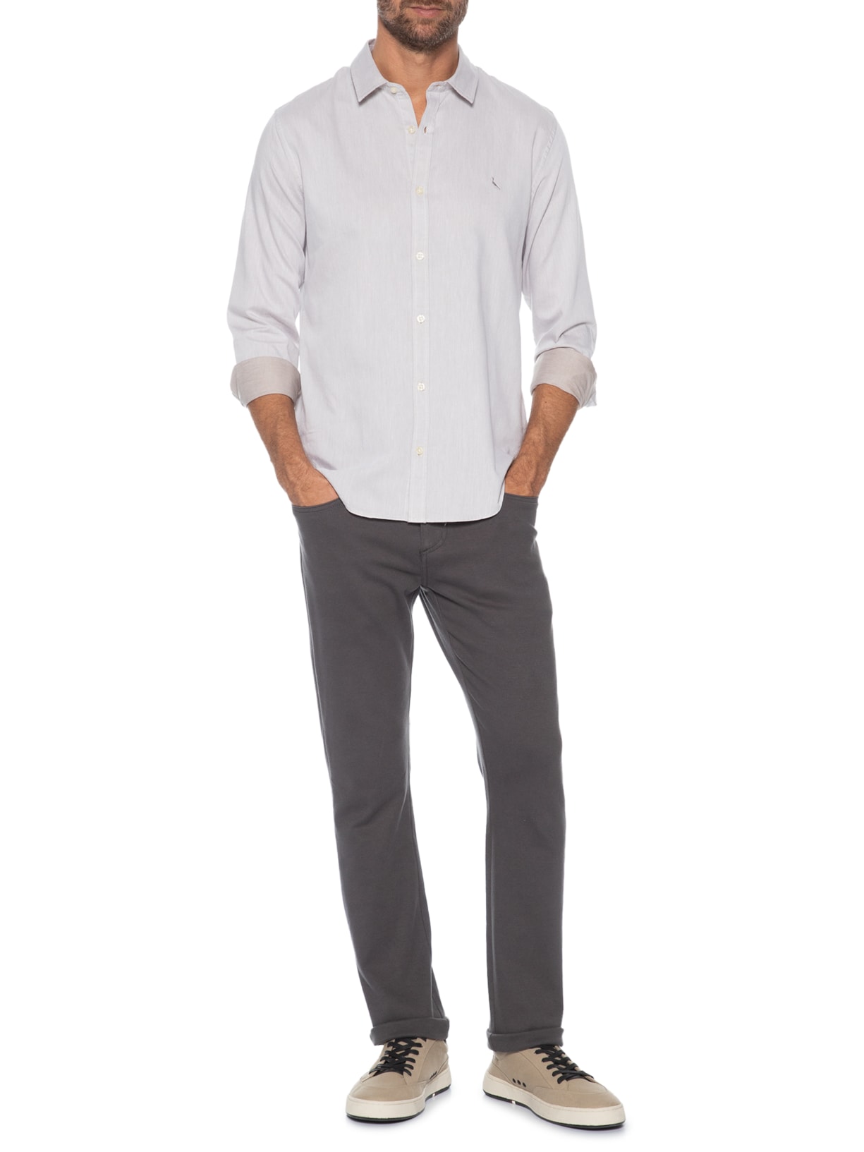 Camisa Casual Masculina Kiro Bege Reserva