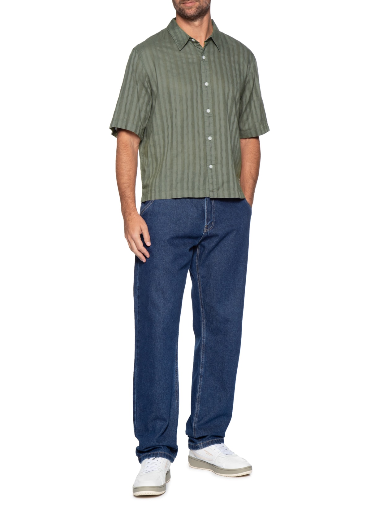 Camisa Casual Masculina Loose Fit Lama Boxy Verde Levi's