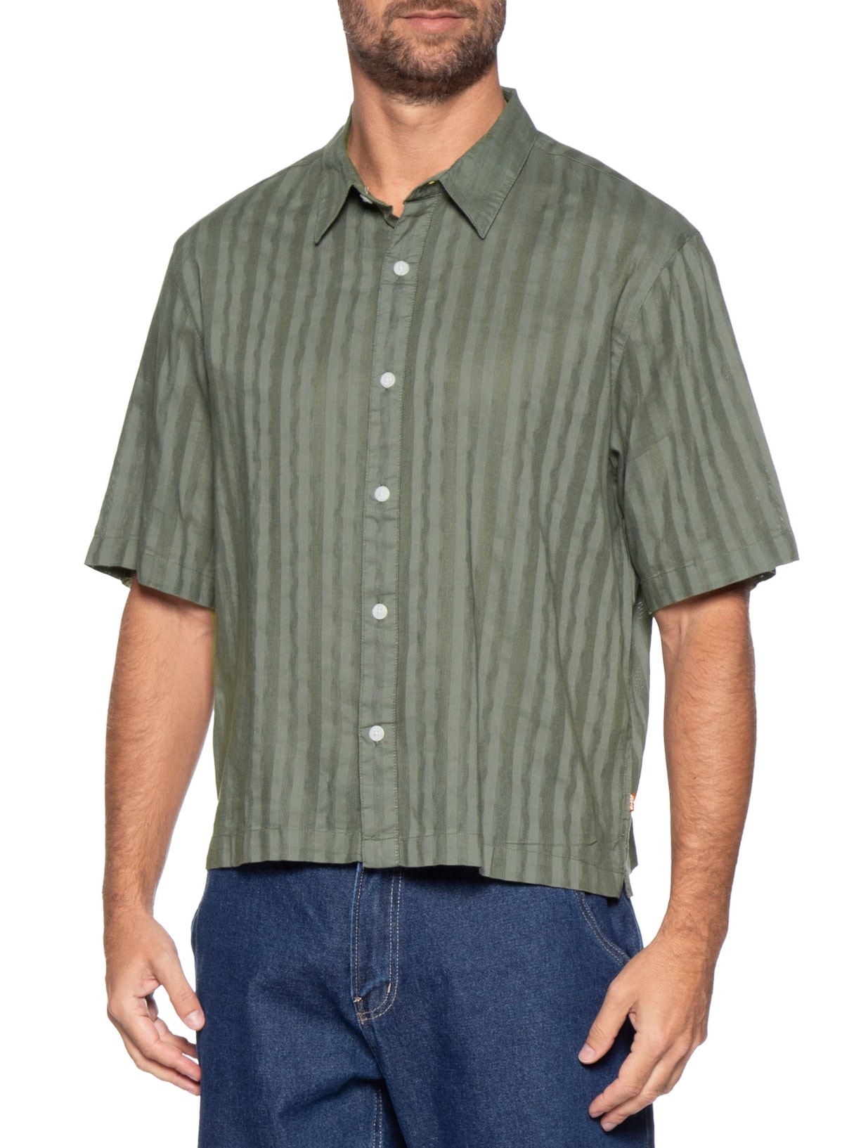 Camisa Casual Masculina Loose Fit Lama Boxy Verde Levi's
