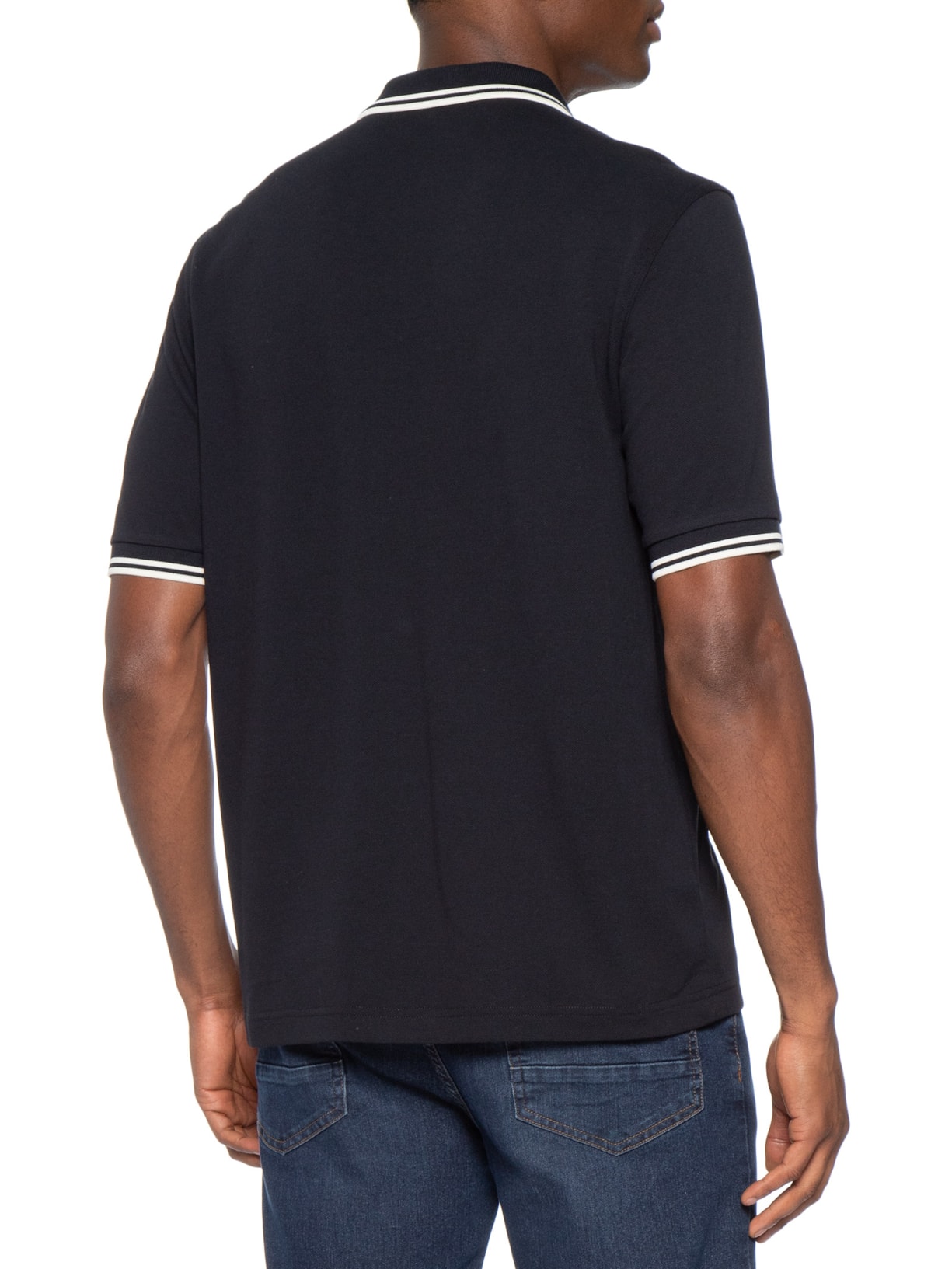 Camisa Casual Masculina Manga Curta com Friso Azul Fred Perry