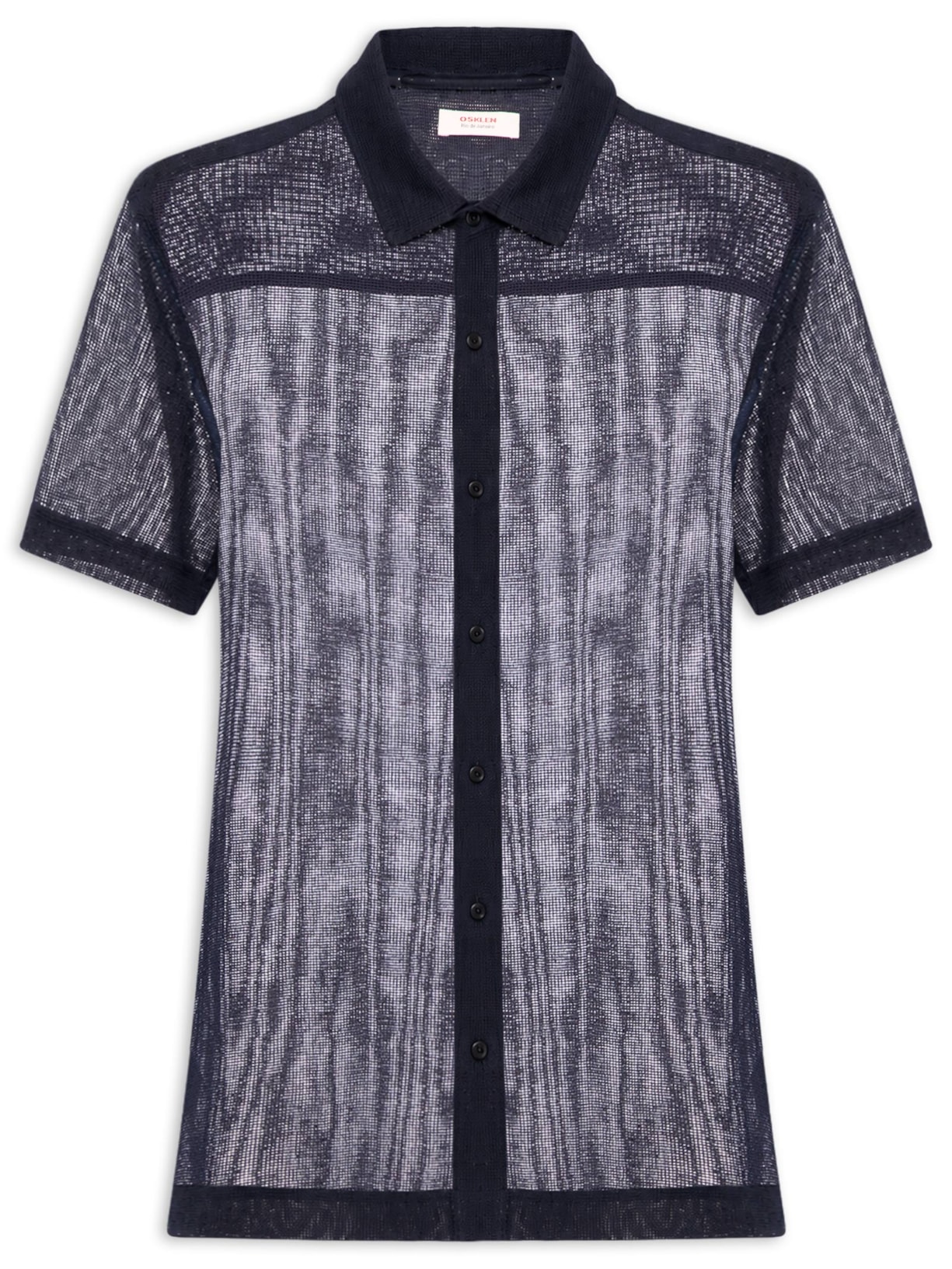 Camisa Casual Masculina Manga Curta Cotton Azul Osklen