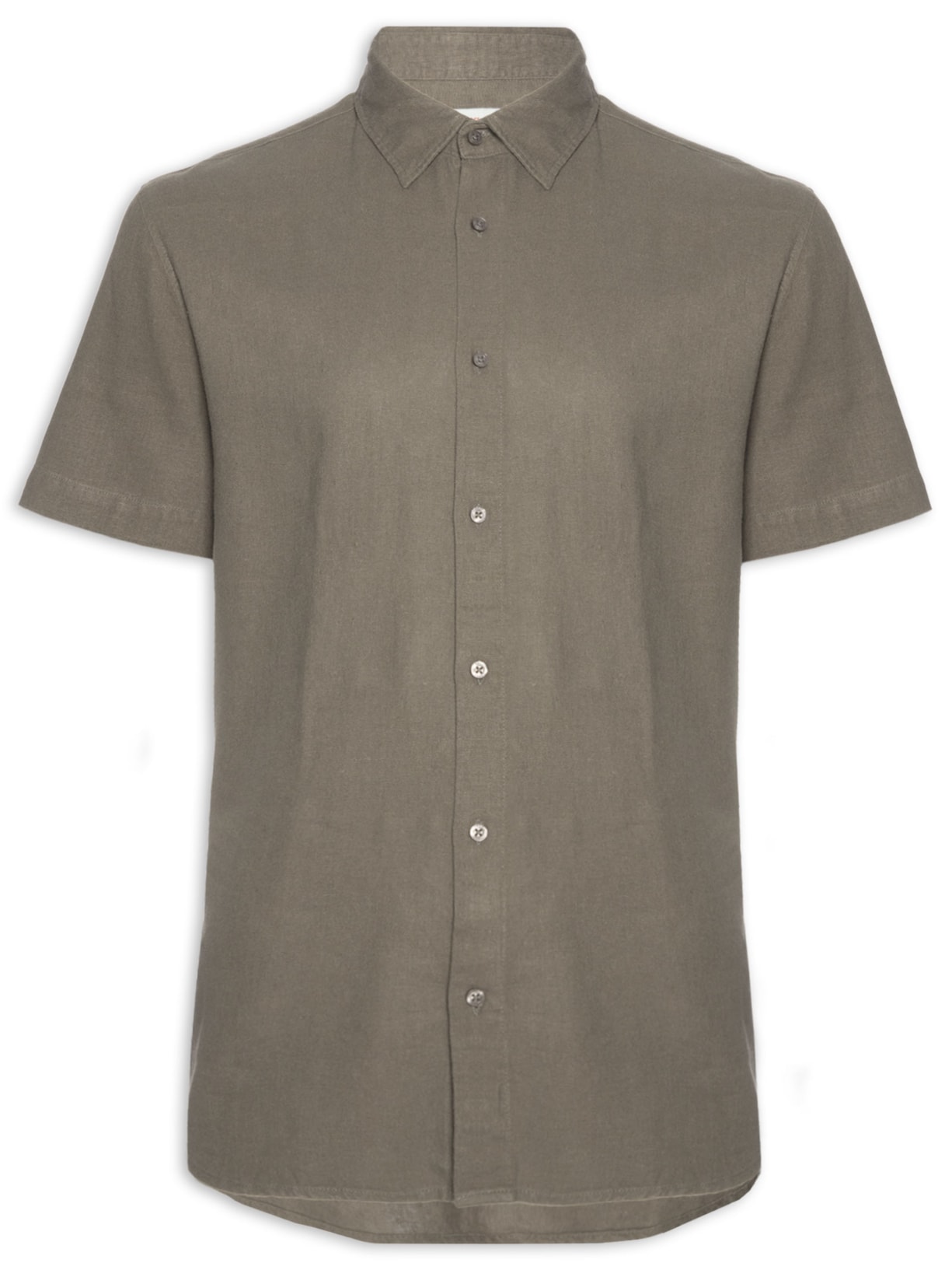 Camisa Casual Masculina Manga Curta Linen Soft Cinza Osklen