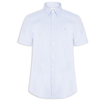 Camisa Casual Masculina Manga Curta Oxford - Azul