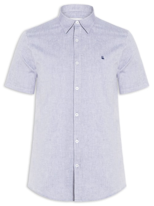 Camisa Casual Masculina Manga Curta Oxford - Azul