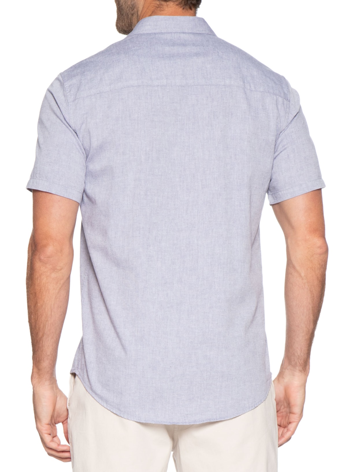 Camisa Casual Masculina Manga Curta Oxford Azul Foxton