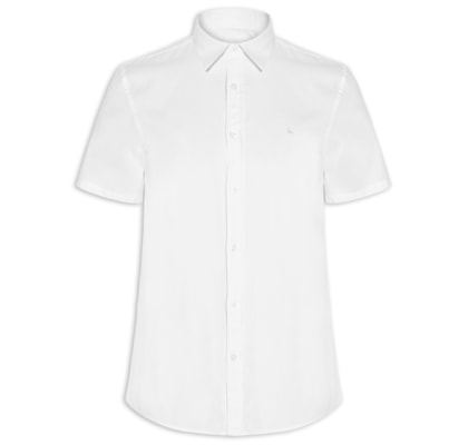 Camisa Casual Masculina Manga Curta Oxford - Branco