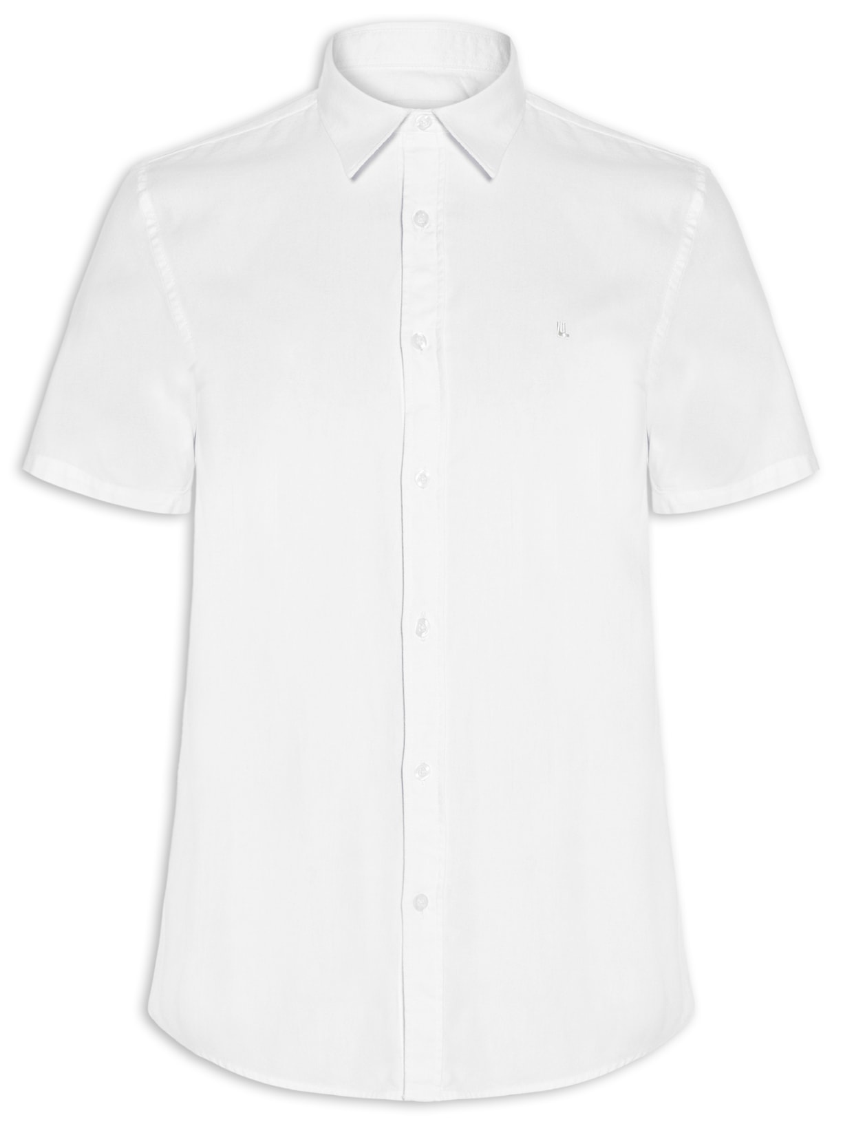 Camisa Casual Masculina Manga Curta Oxford - Branco