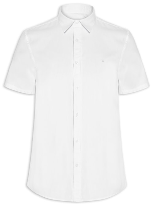 Camisa Casual Masculina Manga Curta Oxford - Branco
