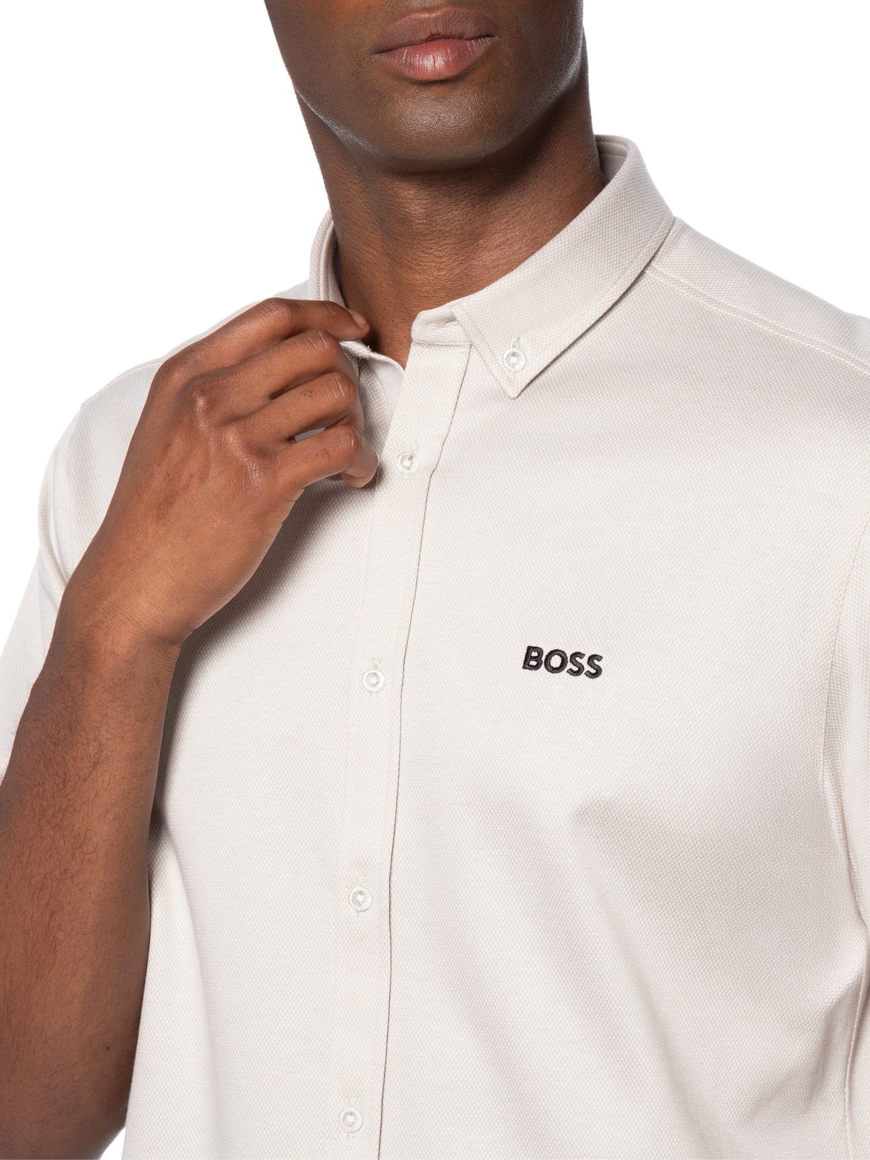 Camisa Casual Masculina Manga Curta ST Motion S Off White Boss