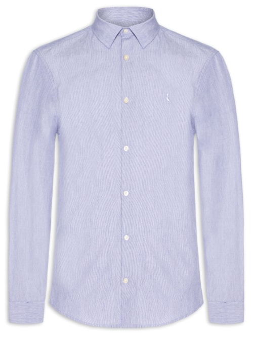 Camisa Casual Masculina Manga Longa Cerrado - Azul
