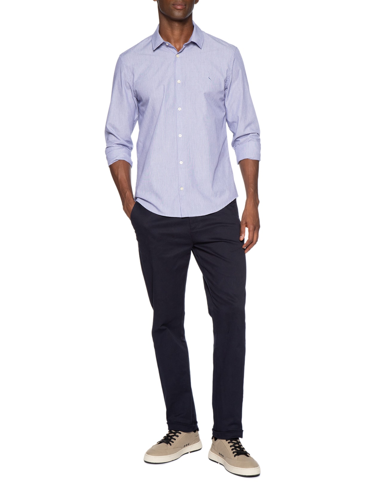 Camisa Casual Masculina Manga Longa Cerrado Azul Reserva