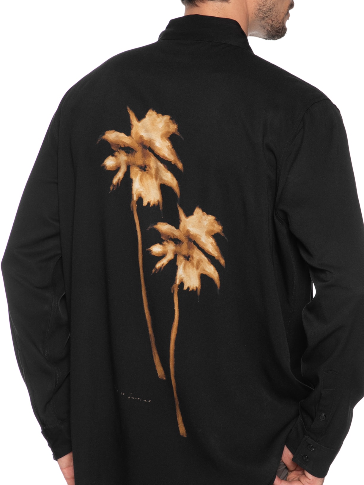 Camisa Casual Masculina Manga Longa Coqueiros Preto Osklen