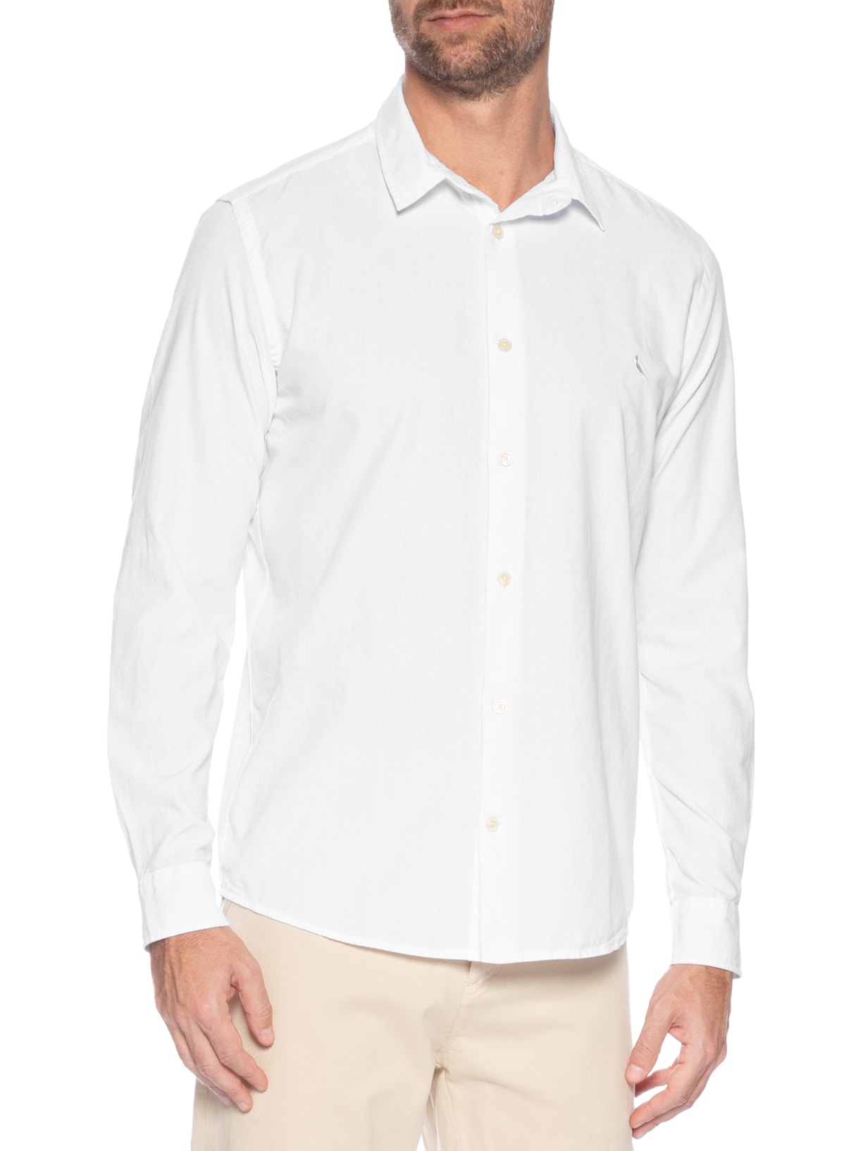 Camisa Casual Masculina Manga Longa Nova Paraty Branco Reserva