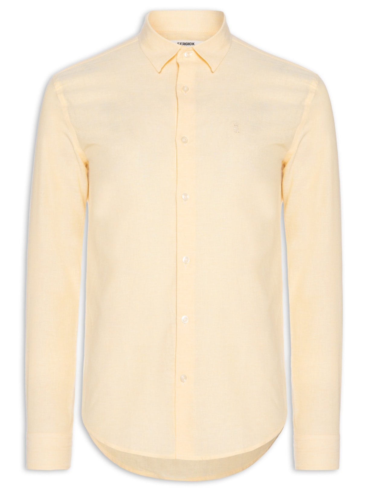 Camisa Casual Masculina Regular Fit Em Linho - Amarelo