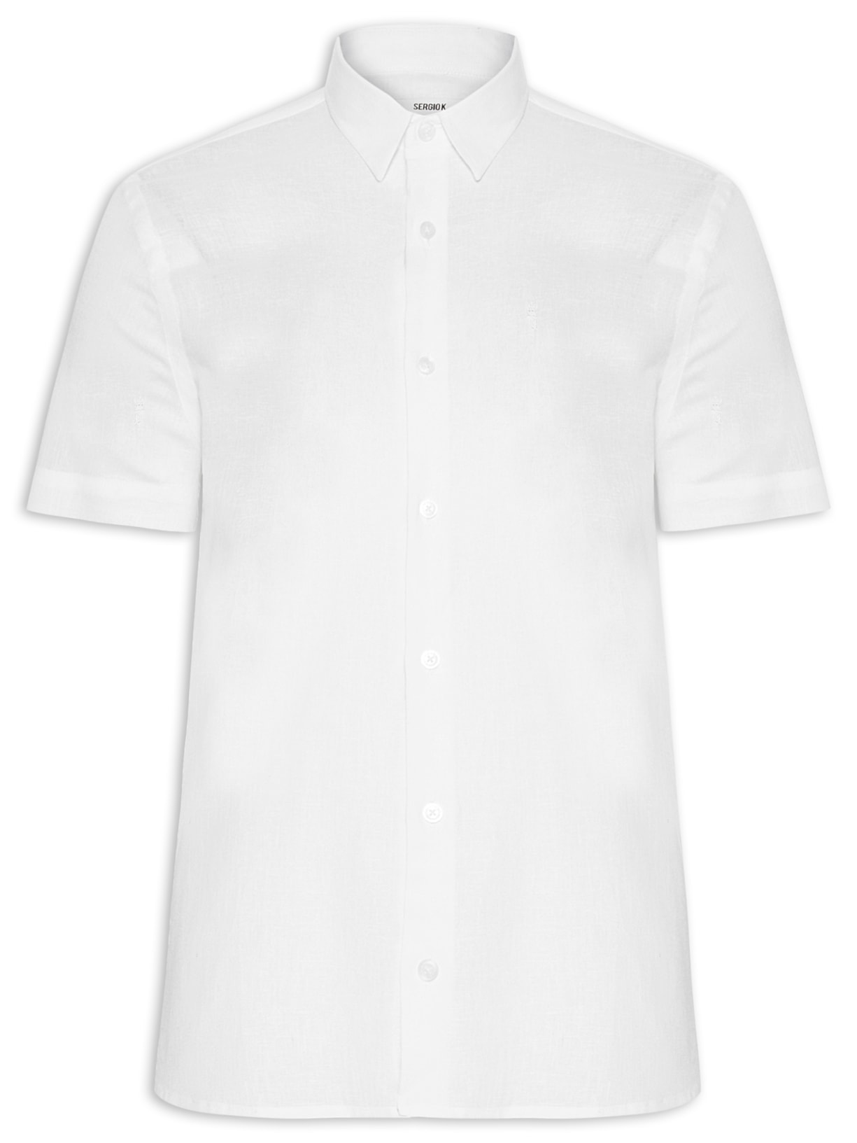 Camisa Casual Masculina Regular Fit Em Linho Branco Sergio K