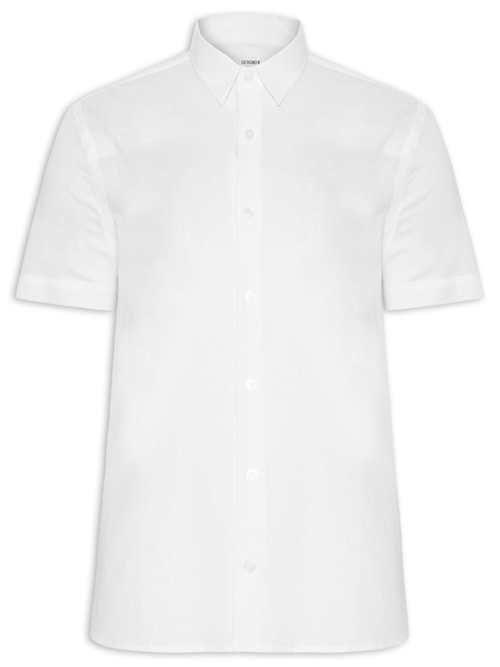 Camisa Casual Masculina Regular Fit Em Linho - Branco