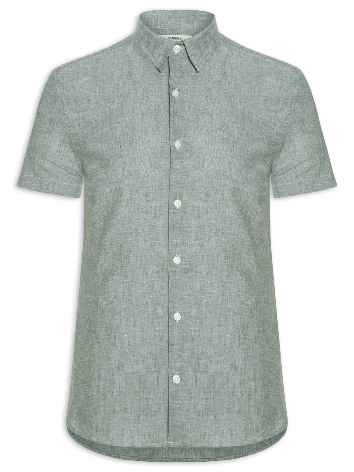 Camisa Casual Masculina Regular Fit Em Linho - Verde