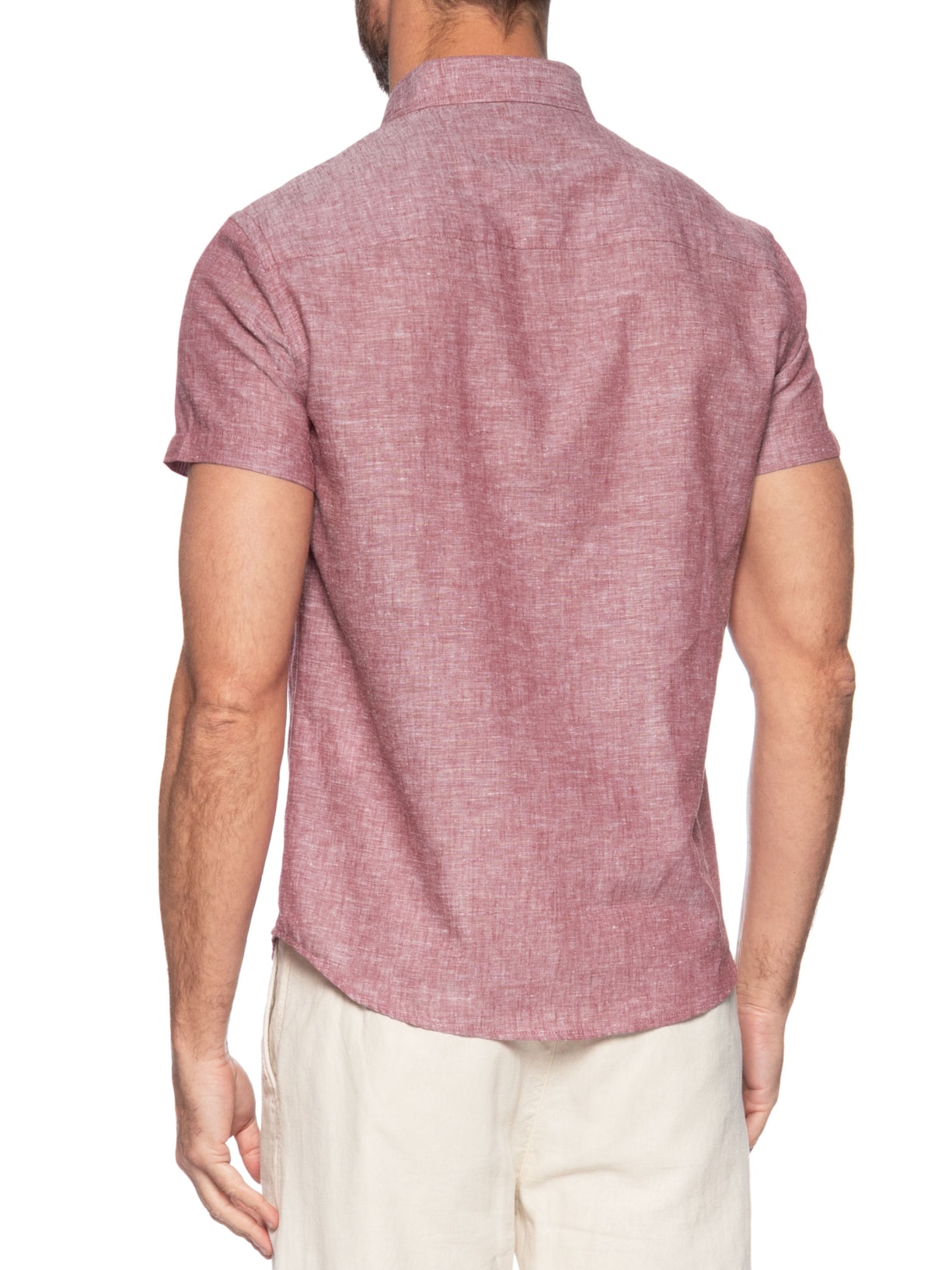 Camisa Casual Masculina Regular Fit Em Linho Vermelho Sergio K