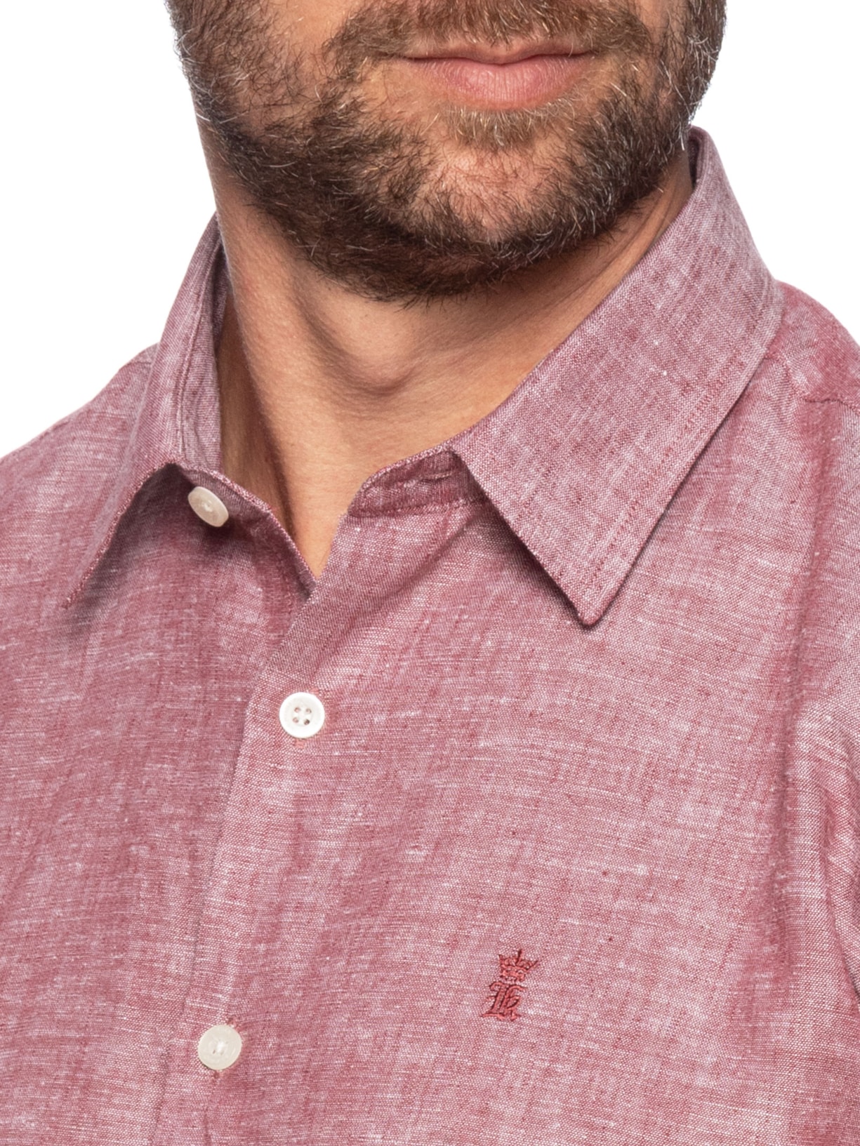 Camisa Casual Masculina Regular Fit Em Linho Vermelho Sergio K