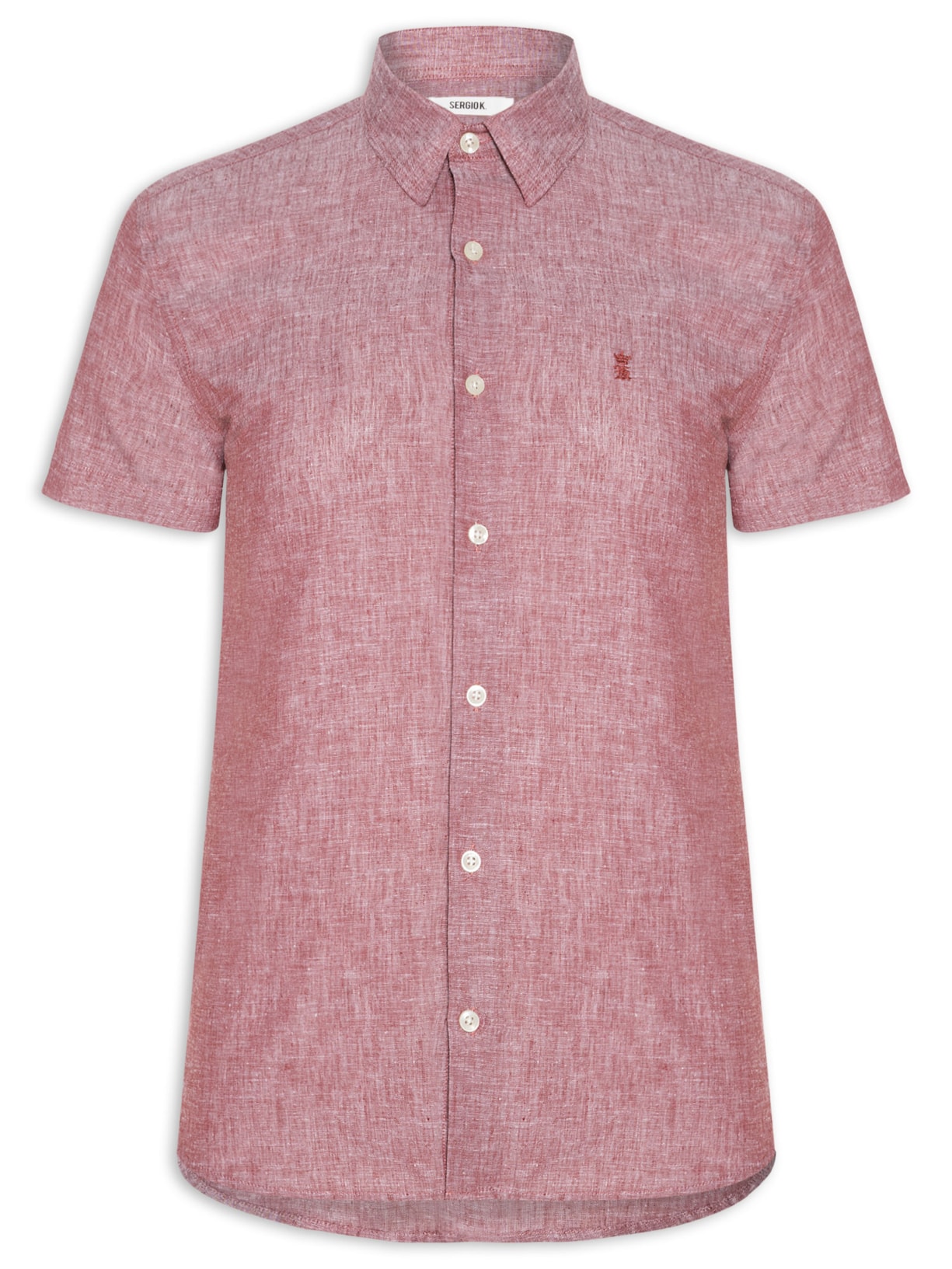 Camisa Casual Masculina Regular Fit Em Linho Vermelho Sergio K