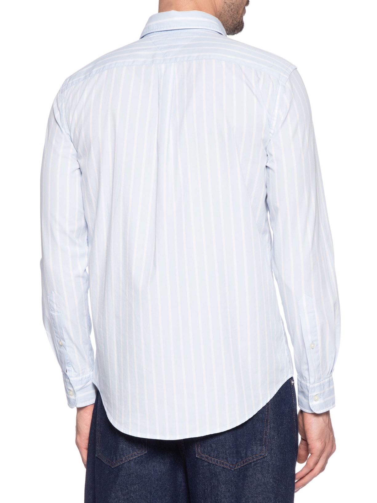 Camisa Casual Masculina Regular Fit Em Popline Estampada Azul Tommy Hilfiger