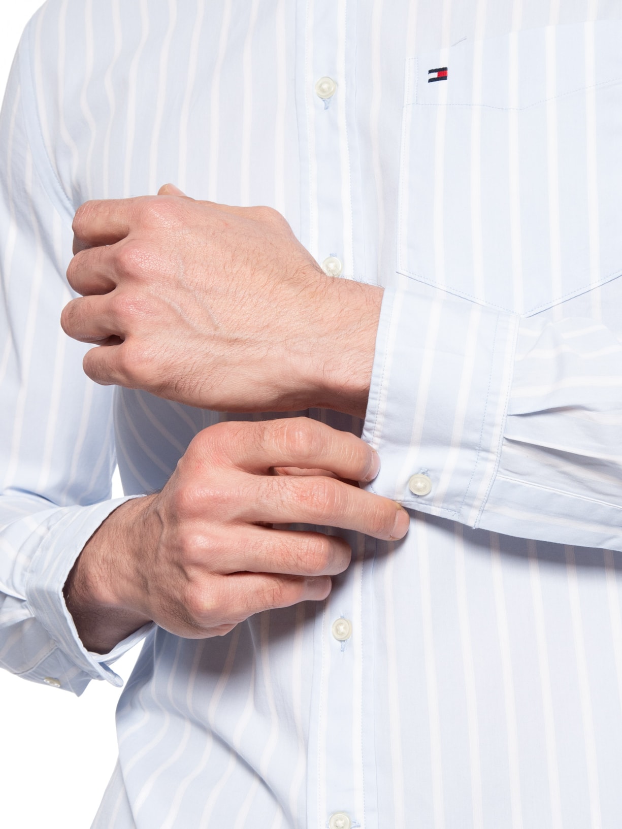 Camisa Casual Masculina Regular Fit Em Popline Estampada Azul Tommy Hilfiger