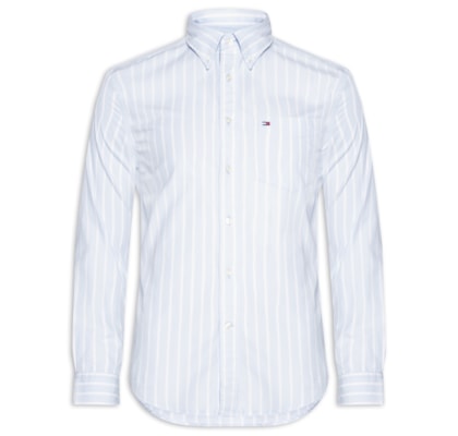 Camisa Casual Masculina Regular Fit Em Popline Estampada - Azul