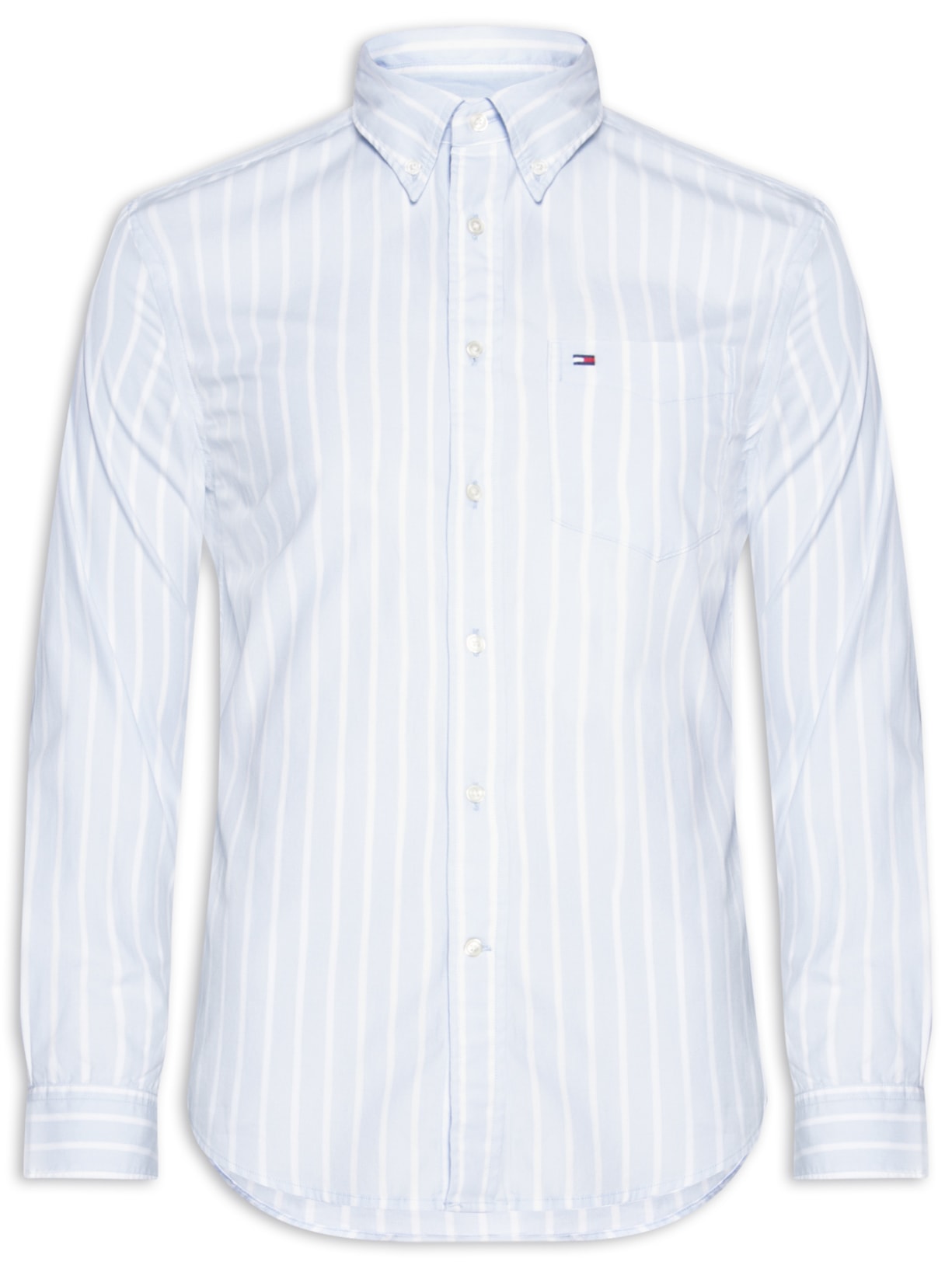 Camisa Casual Masculina Regular Fit Em Popline Estampada - Azul