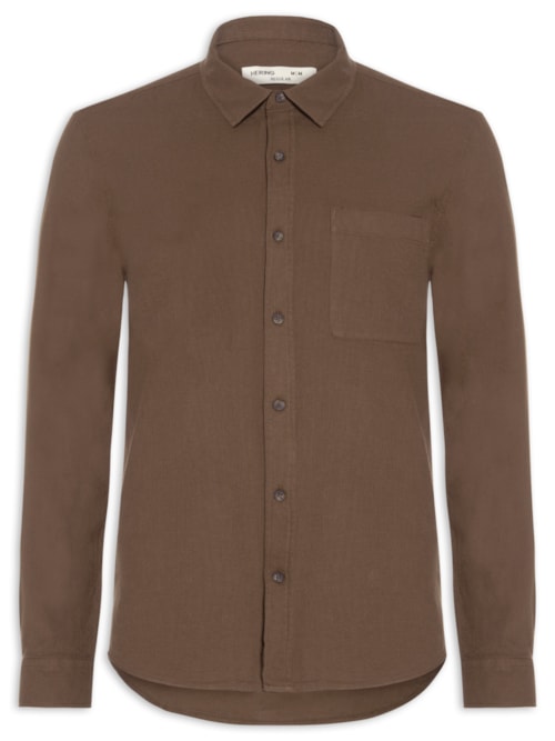 Camisa Casual Masculina Texturizada - Marrom
