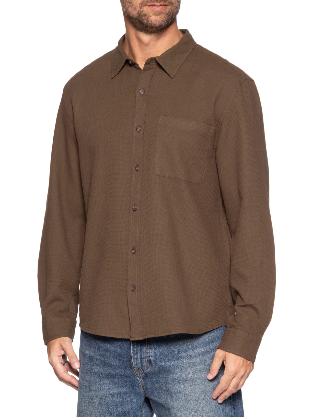 Camisa Casual Masculina Texturizada Marrom Hering