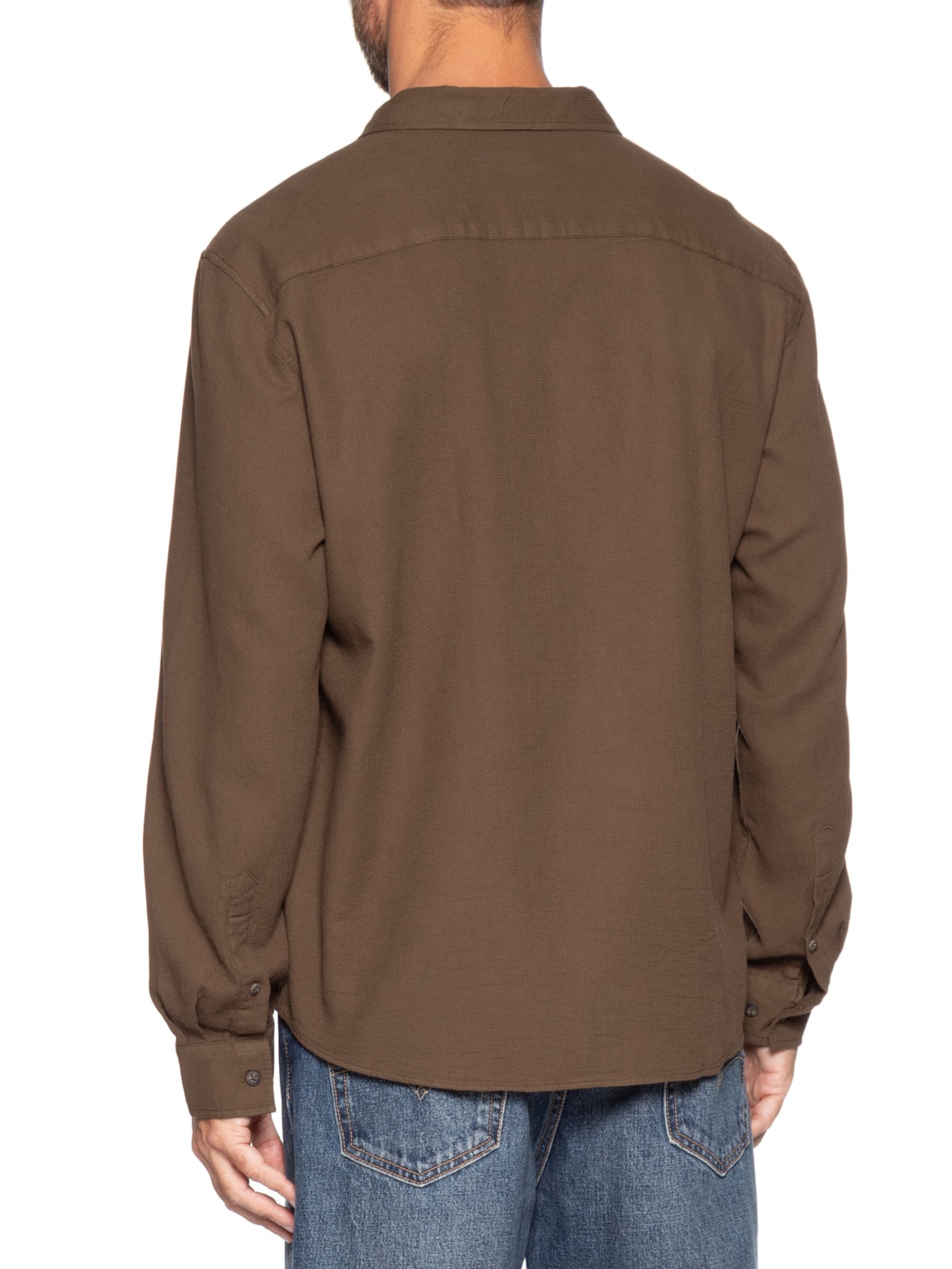 Camisa Casual Masculina Texturizada Marrom Hering