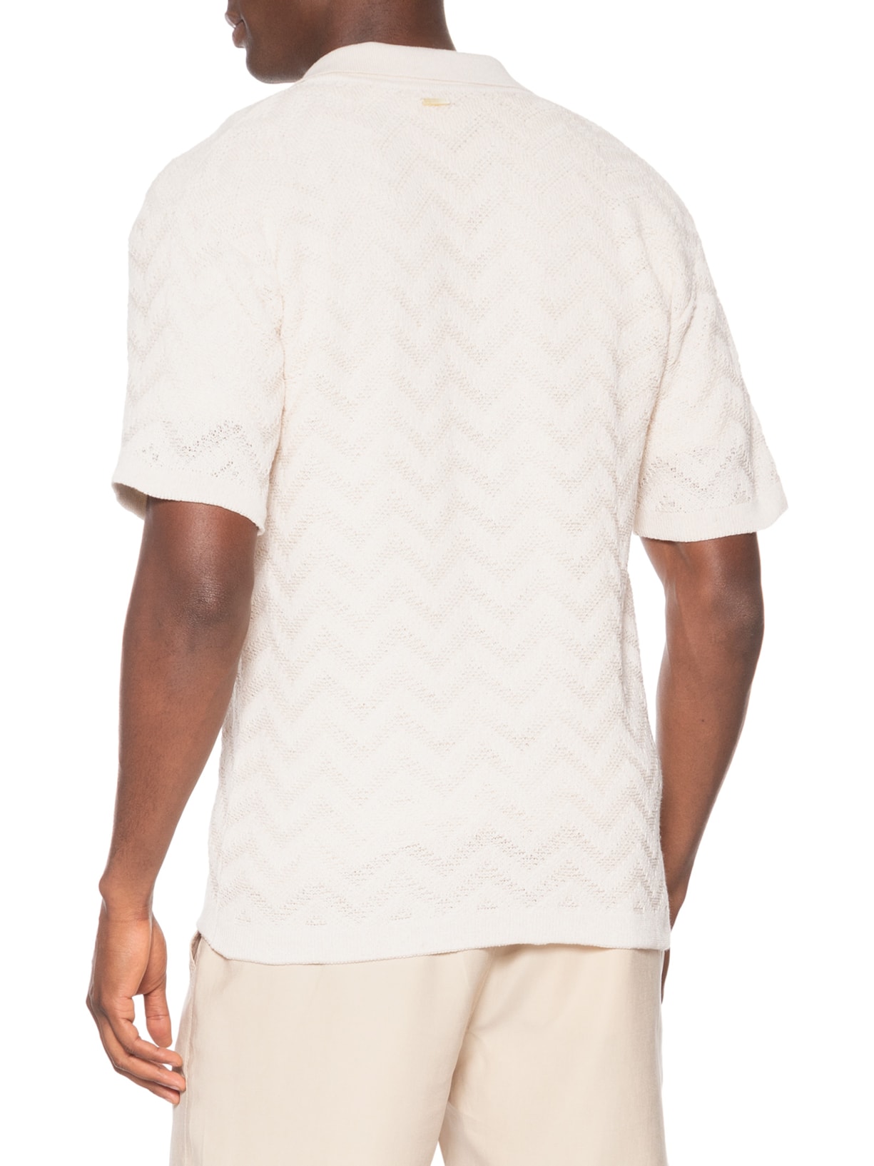 Camisa Casual Masculina Tricot Waves Regular Off White Sergio K