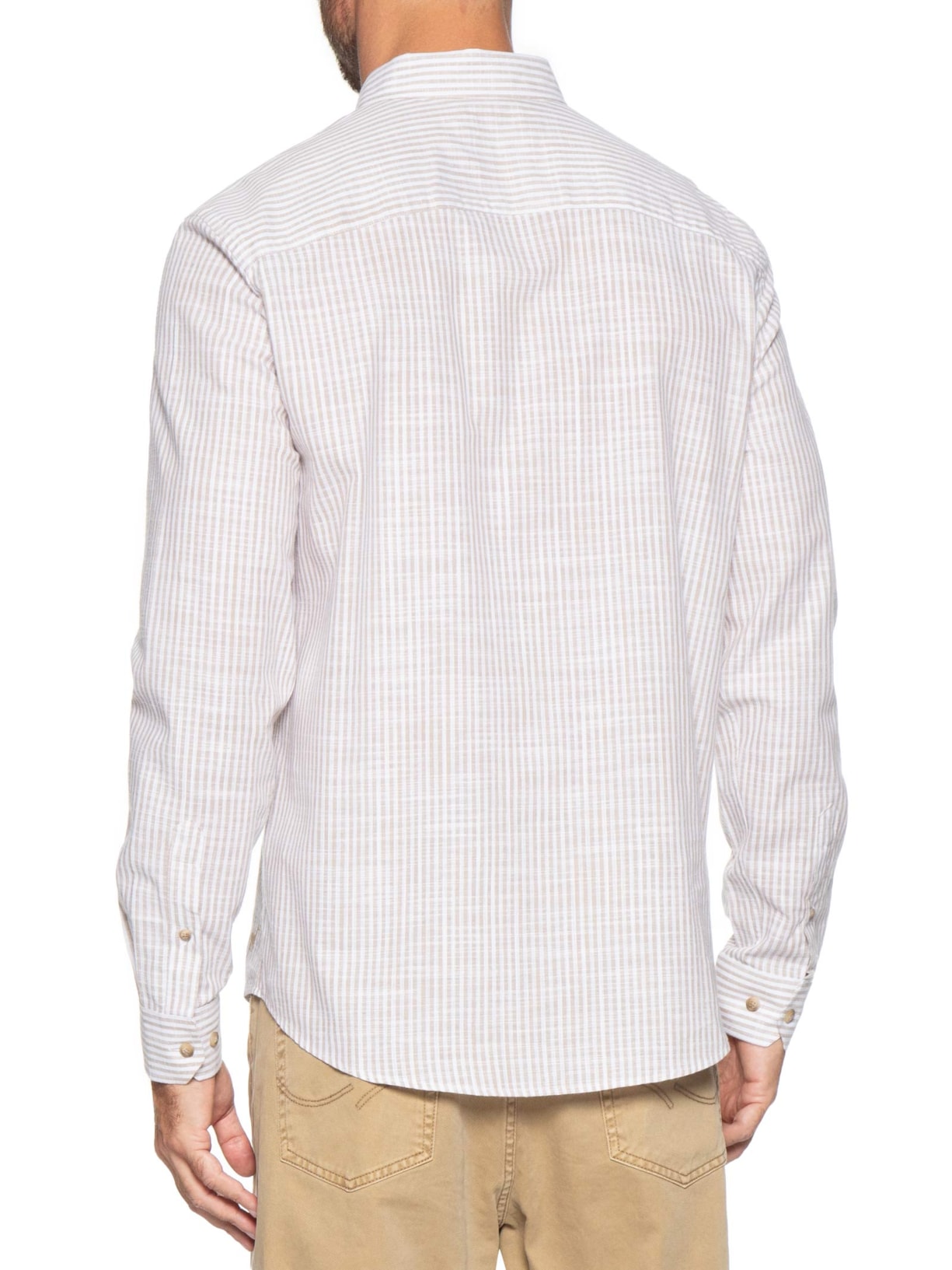 Camisa Casual Masculina Voil Listras Branco Zapalla