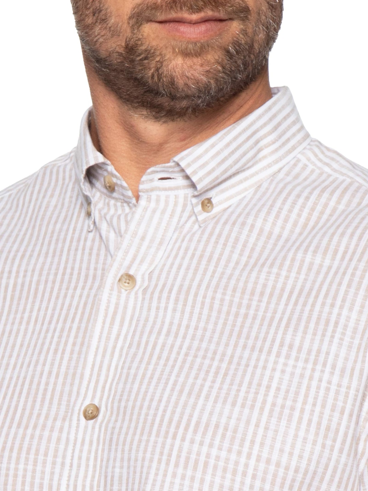 Camisa Casual Masculina Voil Listras Branco Zapalla