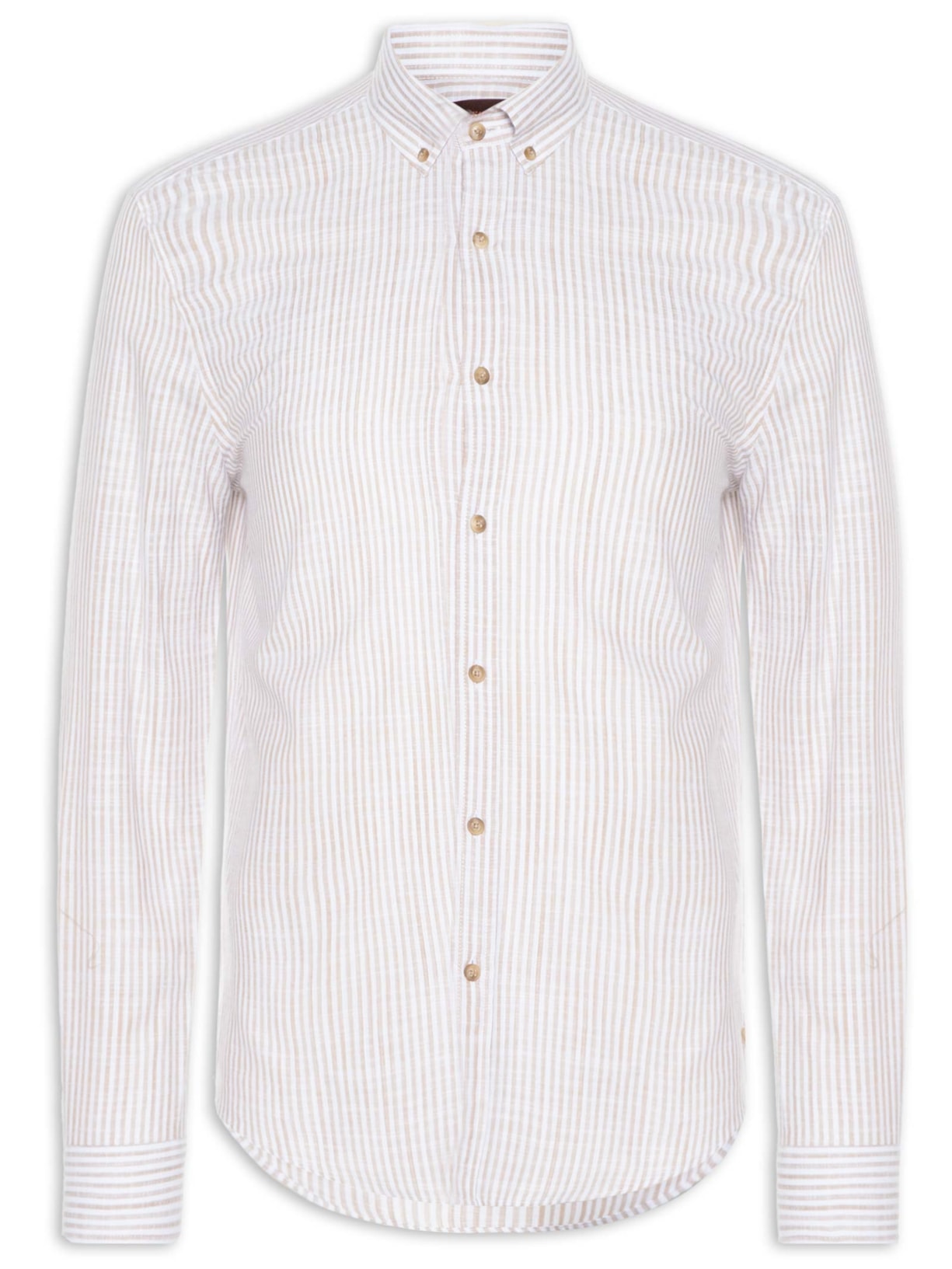 Camisa Casual Masculina Voil Listras - Branco