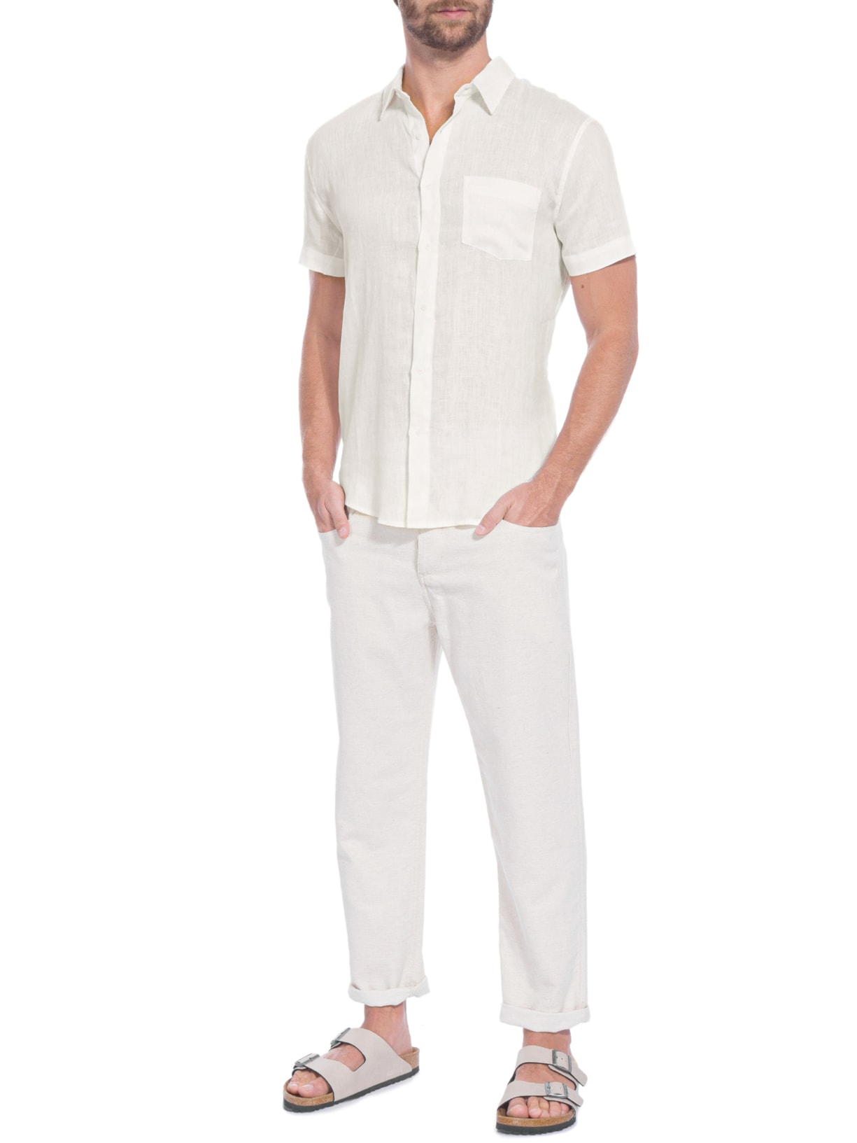 Camisa Classic Linen Mc Off White Osklen
