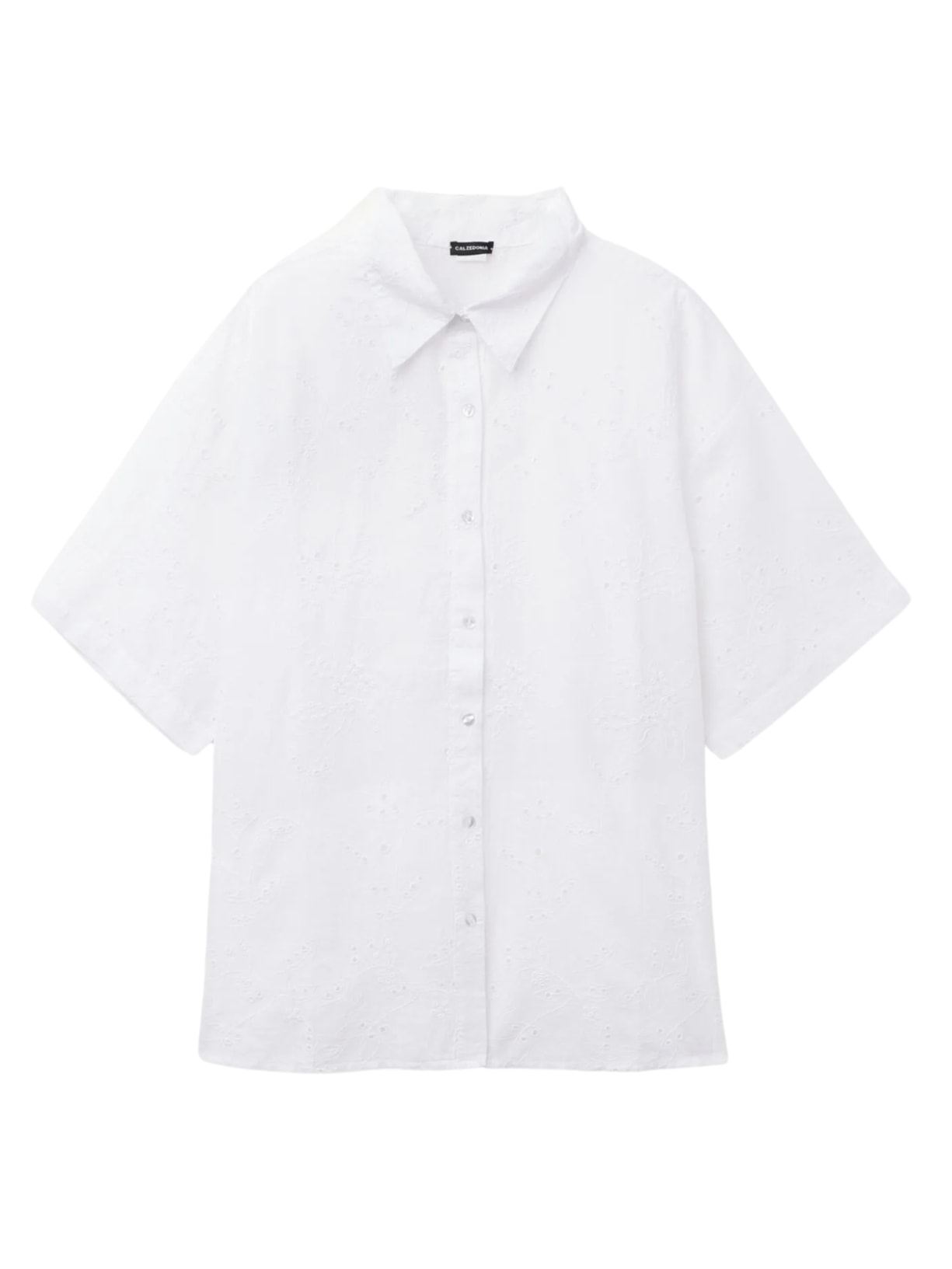 Camisa Curta Com Bordado Sangallo - Branco