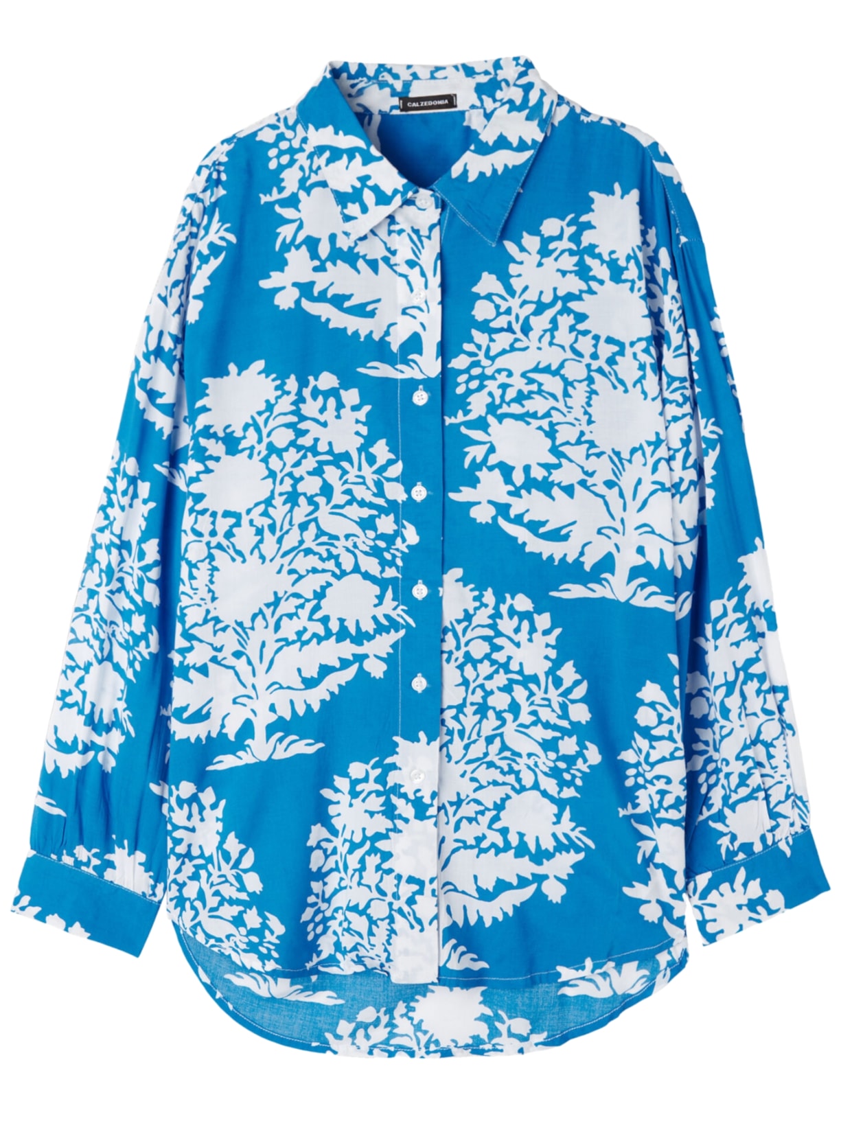 Camisa Curta Em Algodão - Azul