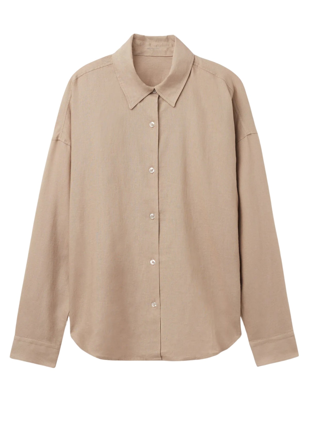 Camisa Curta Em Linho e Viscose - Bege